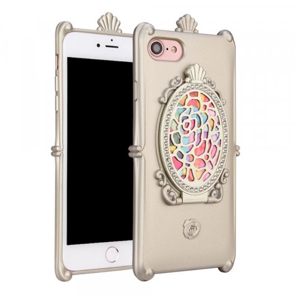 Wholesale iPhone 7 Rose Diamond Mirror Case (Champagne Gold)